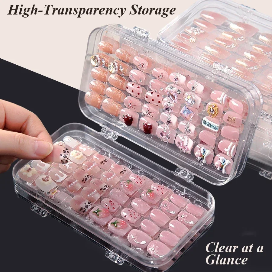 Clear Foldable Press On Nail Storage Box, Dustproof Nail Tips Display Organizer Case for Salon & DIY Nail Design view 4