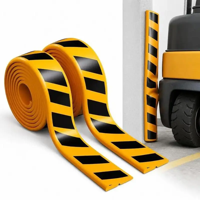 2M Garage Wall Guard Self-adhesive Anti-collision Car Door Corner Protection Sticker Thickened Black&Yellow Color