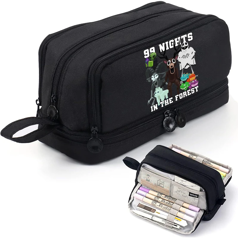

99 Nights in The Forests Pencil Cases Cartoon Large Pen Bags Anime Boys Girls Multi-layer Pencil Bag School Stationery Supplies