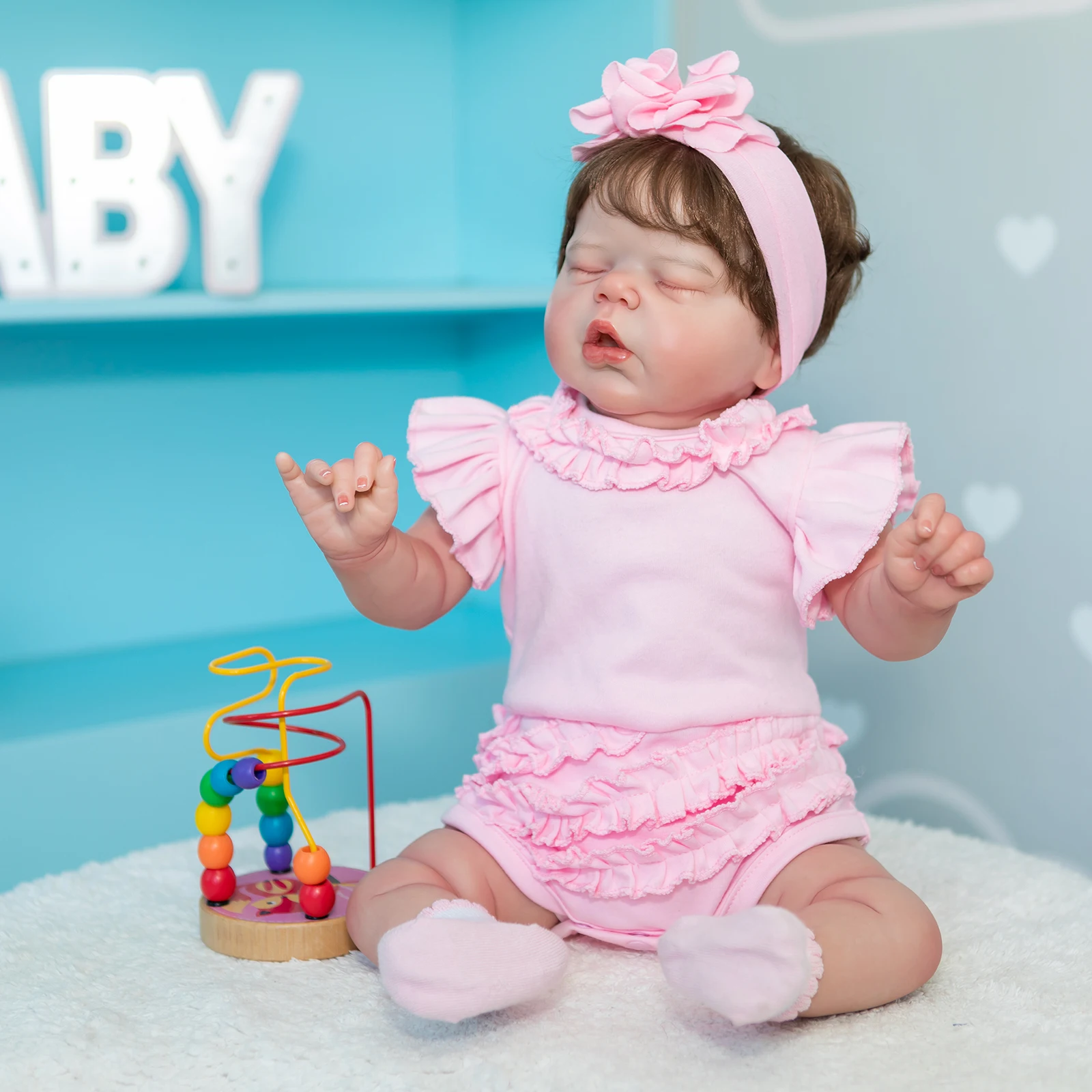 

NPK 55CM 0-3Month Baby Size Reborn Alexis Lifelike Soft Touch Cuddly Baby 3D Skin Visibile Veins High Quality Art Doll