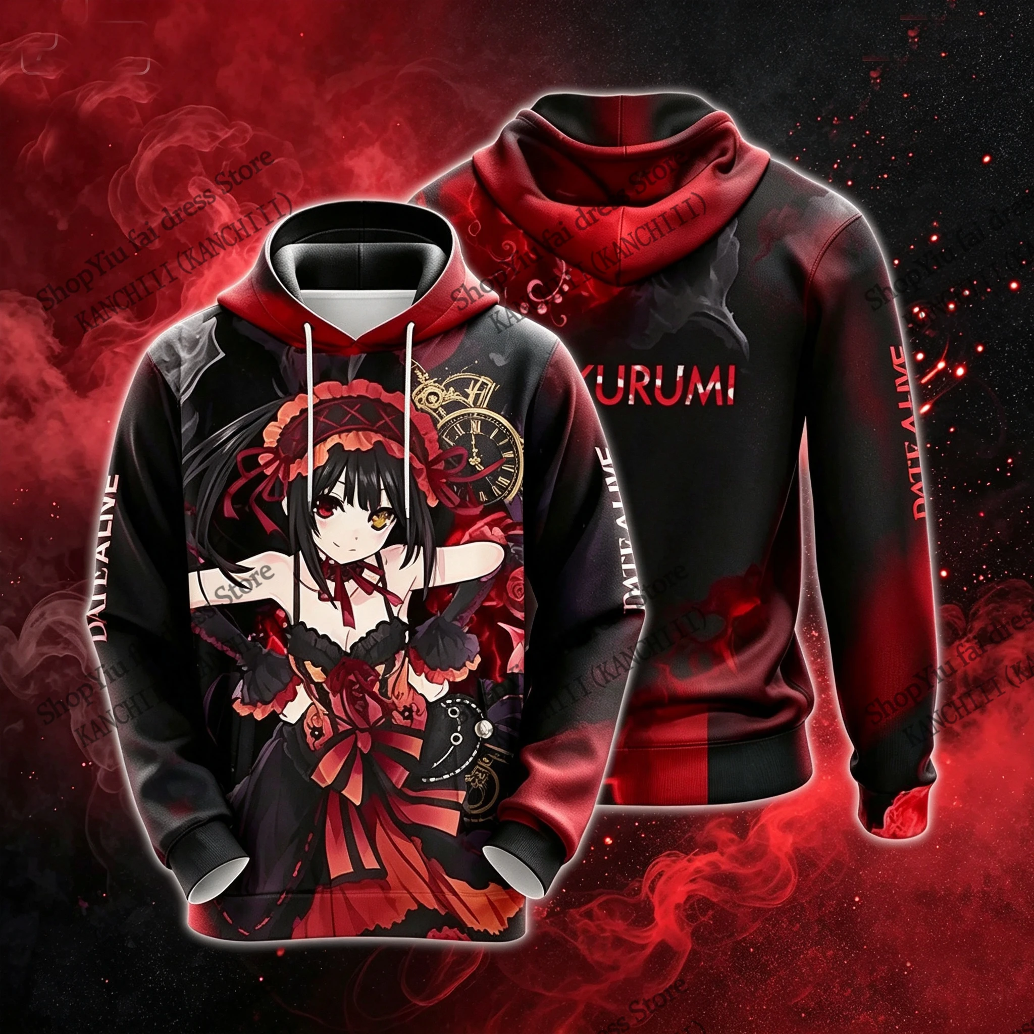 Cartoon Kurumi Tokisaki Hoodie Sweatshirt Anime Date A Live 3d Print Hoodie Men Women Fashion Tracksuit Men Clothes Teen Moletom