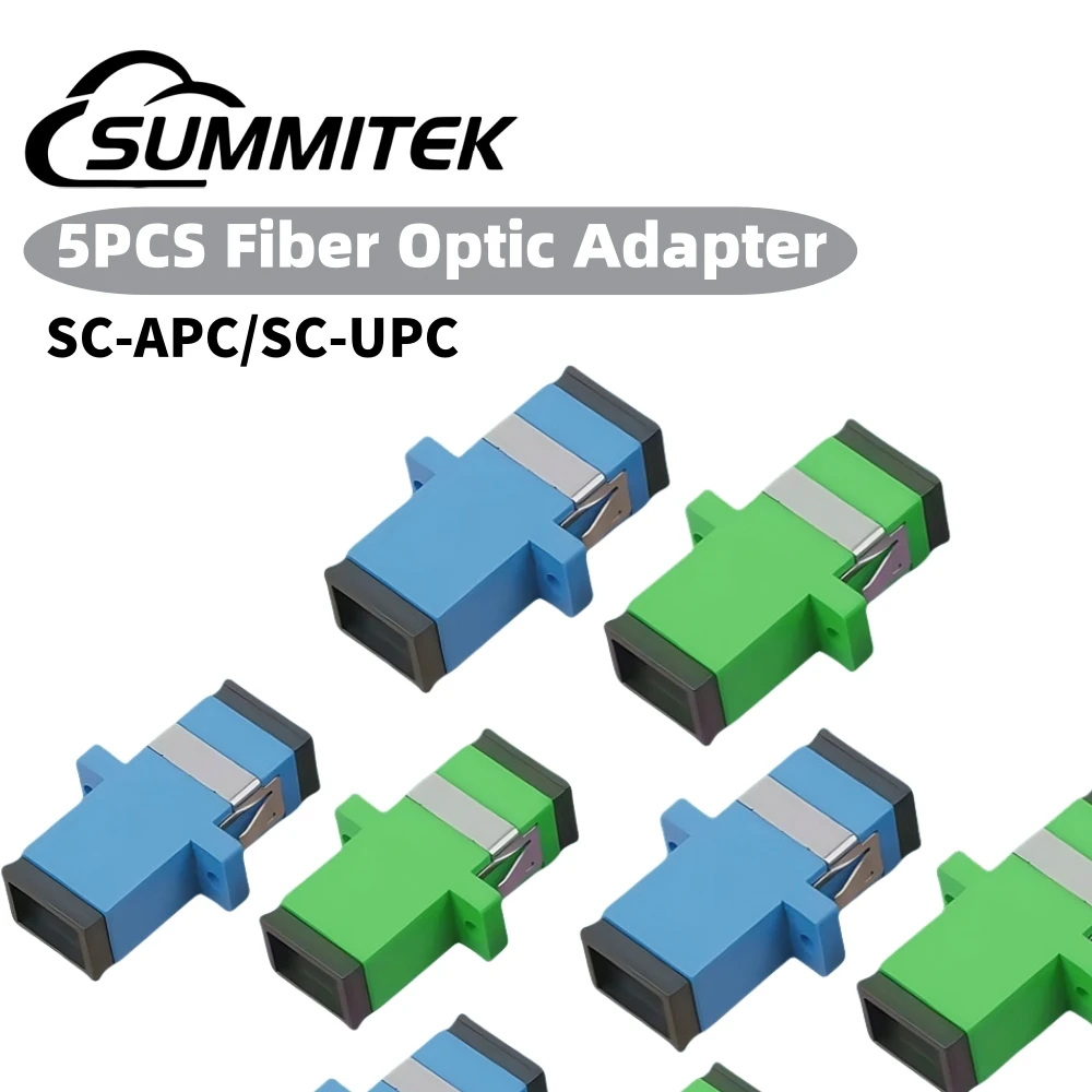 

SUMMITEK 5pcs SC APC/UPC Single Mode Fiber Optic Connector Adapter Simplex Flange Head Coupler For Network LAN Connector