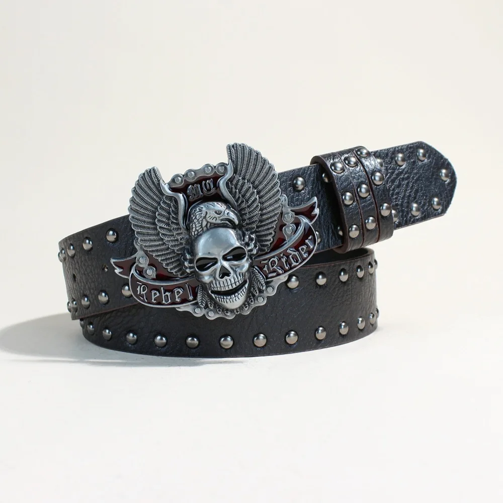 

Men's Skull Eagle Belt Punk Style Metal PU Leather Vintage Casual Western Cowboy Belt Unisex Hip Hop Gothic Cool Boy Accessories