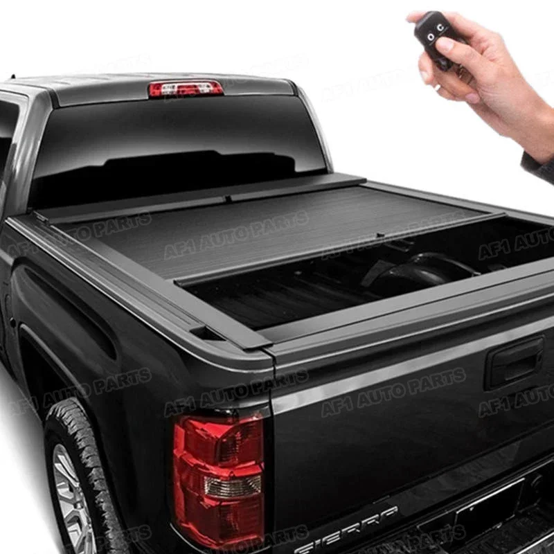 

tri-fold tonneau cover Aluminum Retractable Electric Tonneau Truck Bed Cover Low Profile For Ford Ranger T7 Double Cab