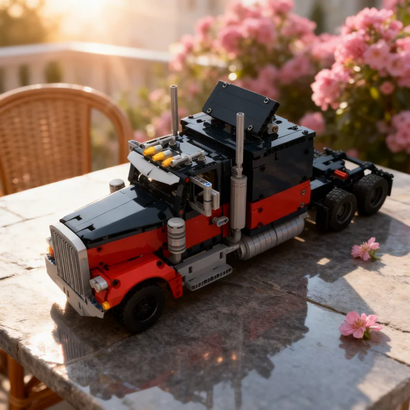 

1107pcs MOC Custom CB Long Haul Truck Red Technical Model Building Blocks Creative Display Gift Collectible Decor Kids Premium