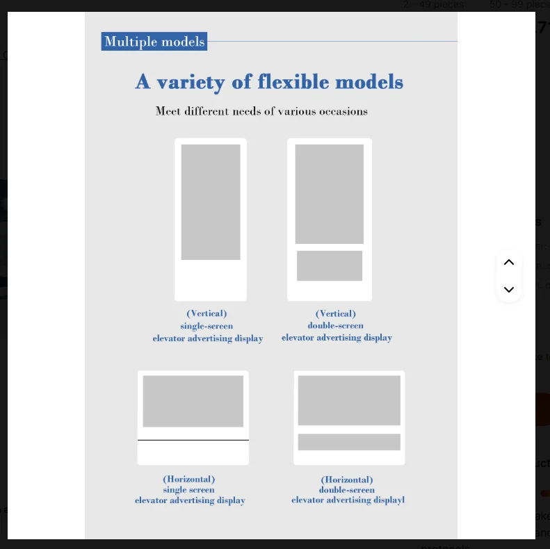 Máquina de publicidade de construção de tela de publicidade de elevador de 21,5 polegadas HD LCD Máquina de publicidade de suspensão de parede