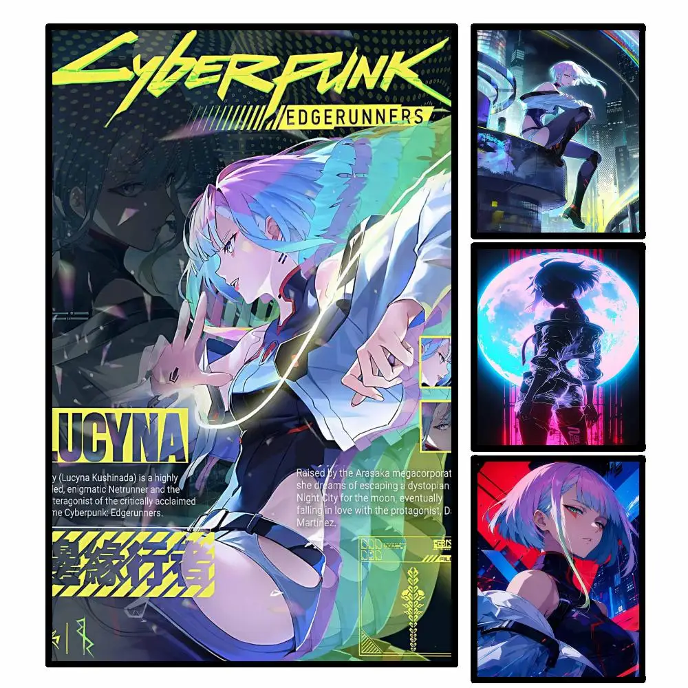 Cyberpunk character L-Lucy Anime Poster Modern Aesthetic Wall Art | Sleek Gaming Space Decor & Versatile Gift Ideas