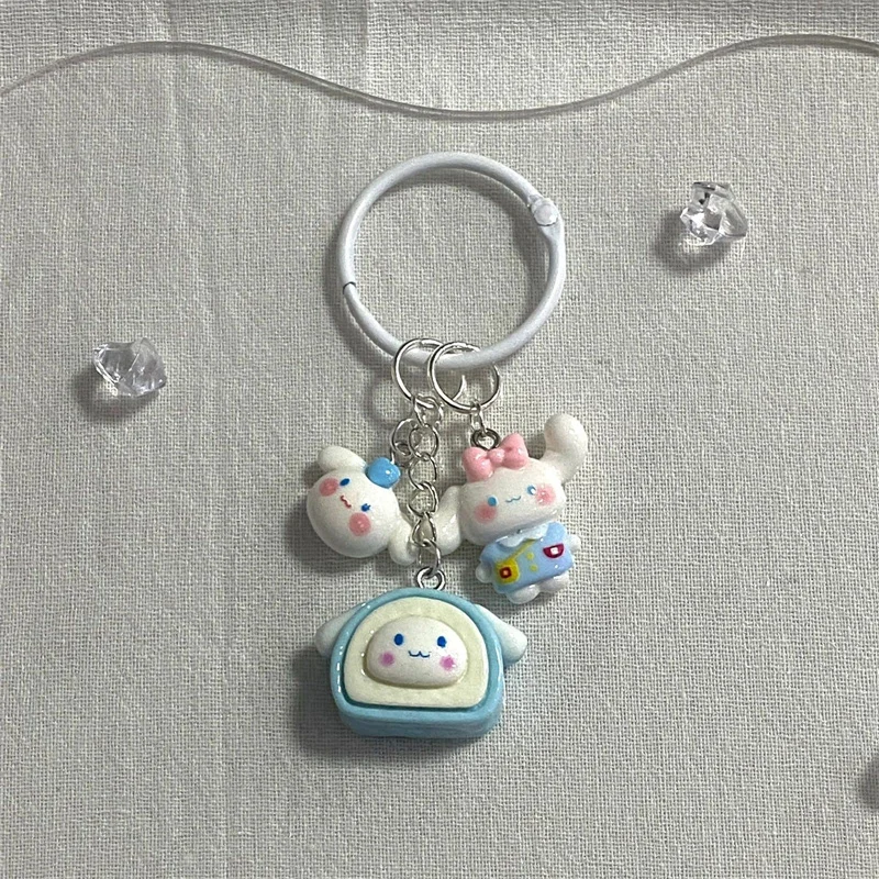 Kawaii Hello Kitty Pendant Keychain Sanrio Kuromi My Melody Doll Keyring Cute Cinnamoroll Pochacco Keychains Boys Birthday Gifts