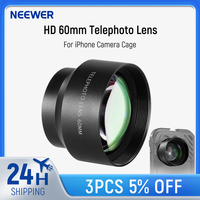 NEEWER HD 60mm Telephoto Lens 2X Magnification for iPhone 15 pro Max/Samsung/Xiaomi Phone Cage Case with 17mm Lens Adapter