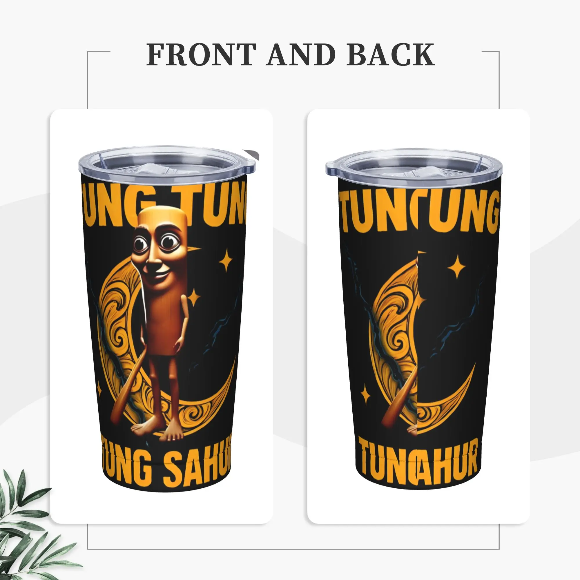 Tung Tung Tung Sahur  Tumbler Vacuum Insulated Italian Brainrot  Thermal Cup with Lid Straw Outdoor Mug Hot Cold Drink, 20oz