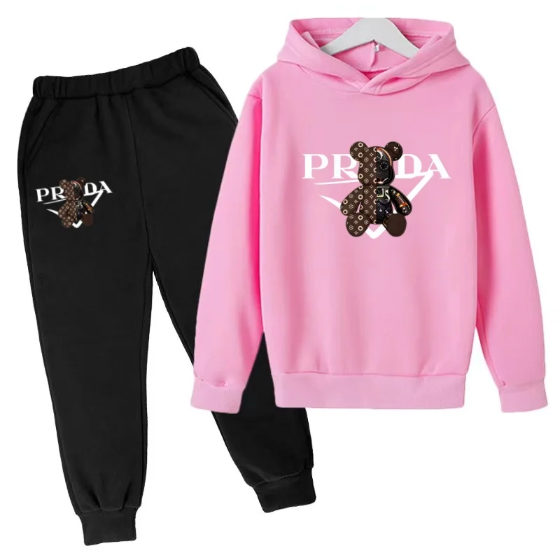 Bear Print Hoodie Set 3