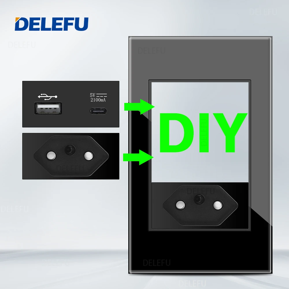 DELEFU Brazil Italy USA EU Standard Free Combination Blank DIY Panel 118mm*72mm