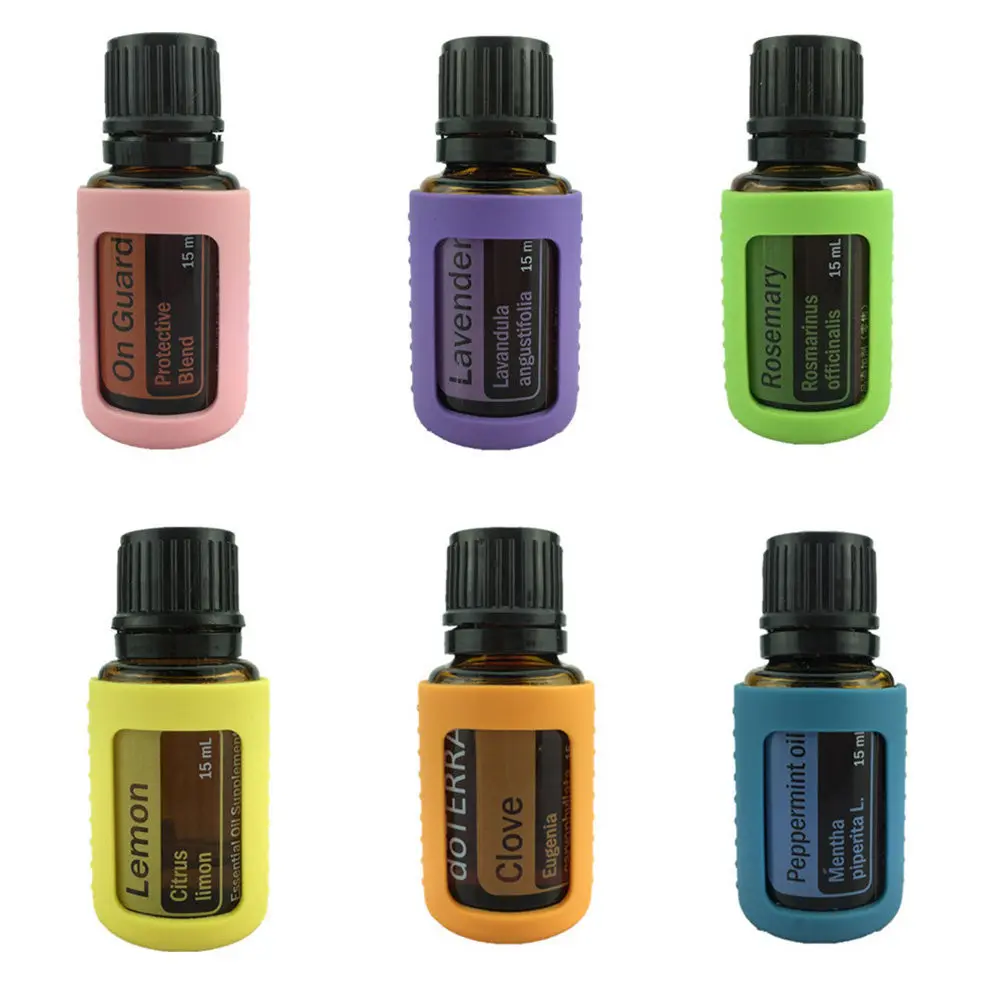 

6Pcs Silicone Sleeve Set for Essential Oil Bottles 15Ml Roller Bottle Holder Protective Cover with Adjustable Bead Trap Safe