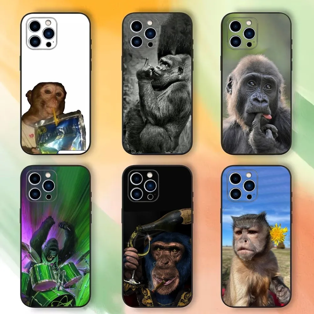 Monkey Capri Meme Funda Phone Case For iPhone 16,15,14,13,12,11 Plus,Pro Max,XS,X,XR,SE,Mini,8,7，Soft Silicone Black Cover