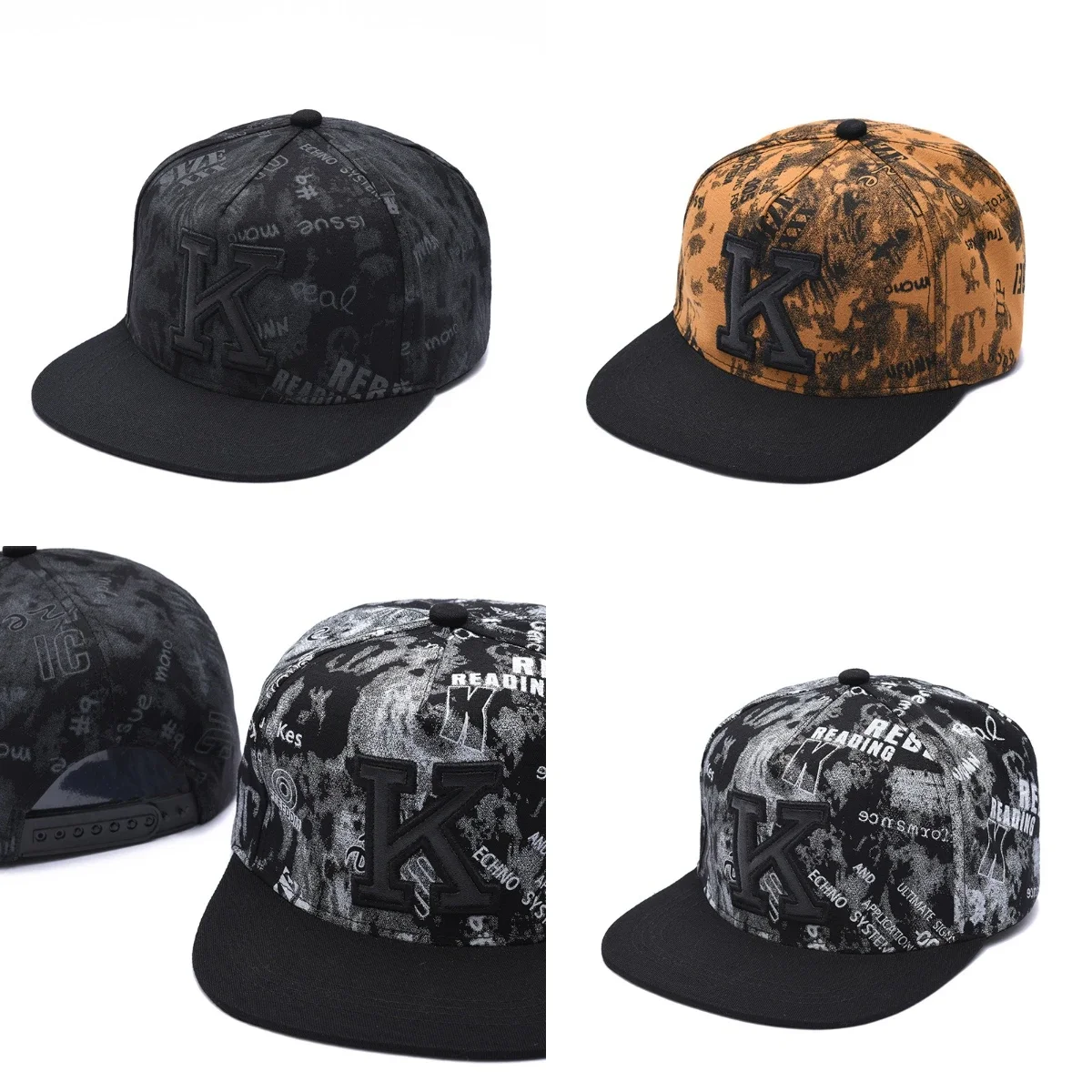 

Hiking and Fishing Sun Hat K Letter Printing Baseball Cap Trendy Personalized Flat Brimmed Hat Street Style Outdoor Hip Hop Hat