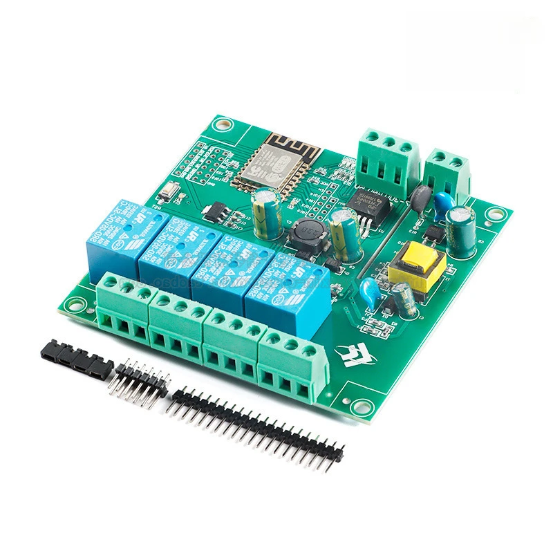 Modul Relay WIFI SP8266 ESP-12F - 4 Kanal, Catu Daya AC, Pengembangan Sekunder & Otomatisasi Rumah