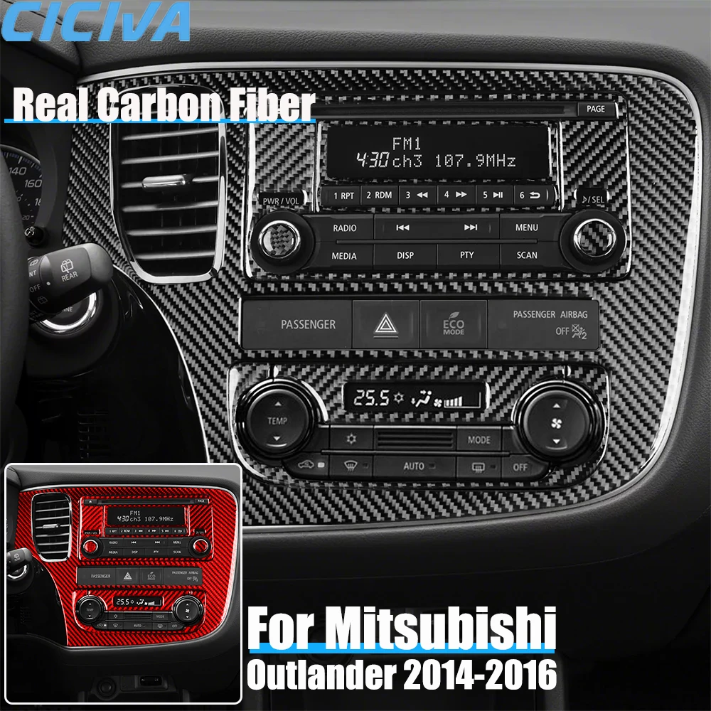 

Real Carbon Fiber Car Accessories Center Console Panel Set Decorative Cover Soft Sticker For Mitsubishi Outlander 2014 2015 2016