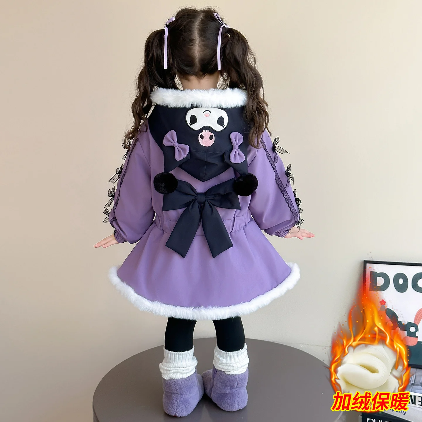 شتاء جديد الكرتون Kuromi الأطفال أفخم سترة Kawaii جودة عالية الأميرة موضة وسادة مبطنة رشاقته الدافئة ملابس خارجية سترة