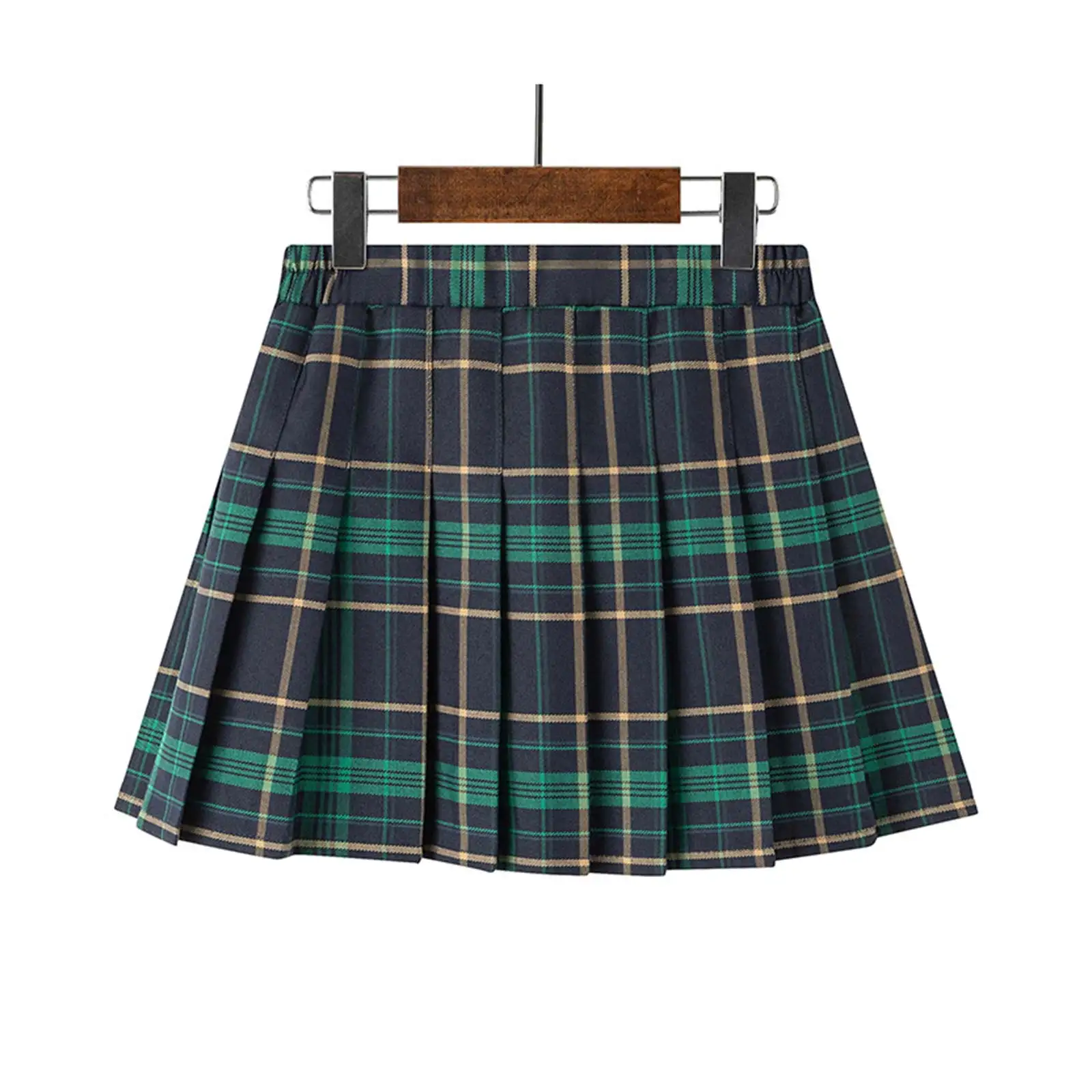 Girls Pleated Shorts Skirts Elastic Waist Striped Plaid Print Student Japanese School Uniform Skirt Children Kawaii Daily Wear