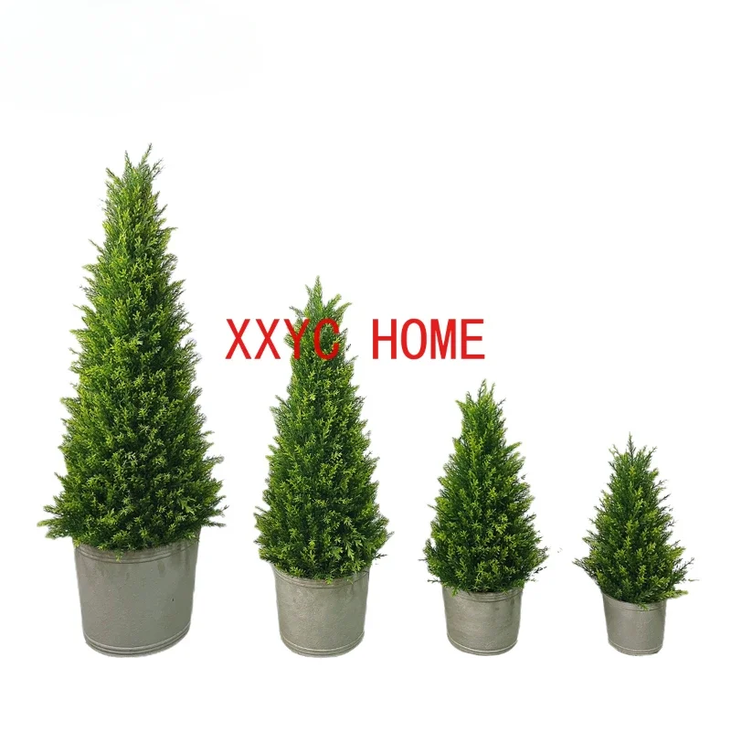 

Artificial Cypress With Cement Basin Faux Tree Potted Home Shopping Mall Outdoor Decoration