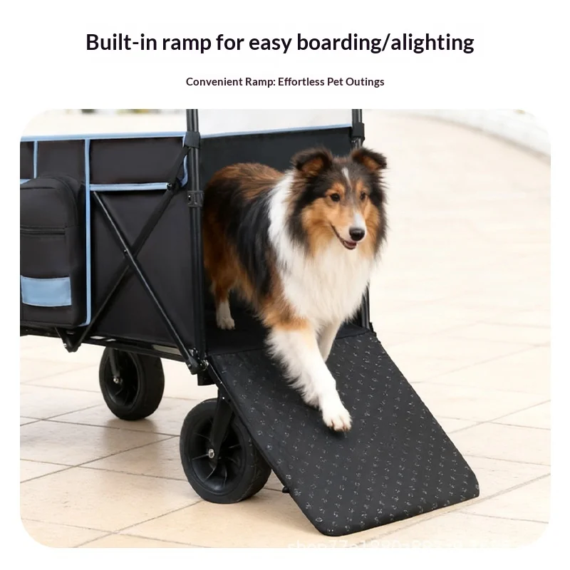 Pet Stroller for Large Dogs Cats; Foldable Metal Camping Cart Shopping Carrier; Children's Pushcart for Outdoor Camping Night