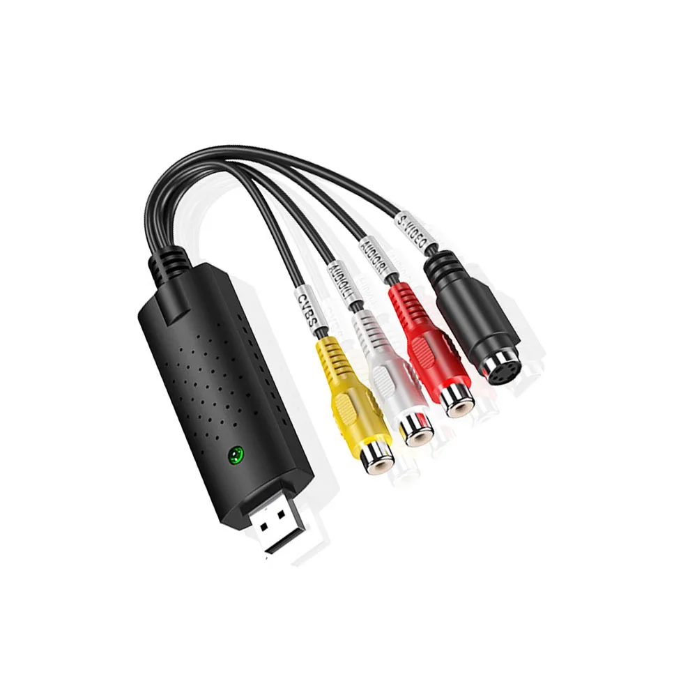 Cartão de captura de vídeo USB para vídeo áudio, fácil Cap, VHS, videocassete, Mini, DV, Hi8, DVD para Conversor Digital, RCA, S-Video para USB 2.0