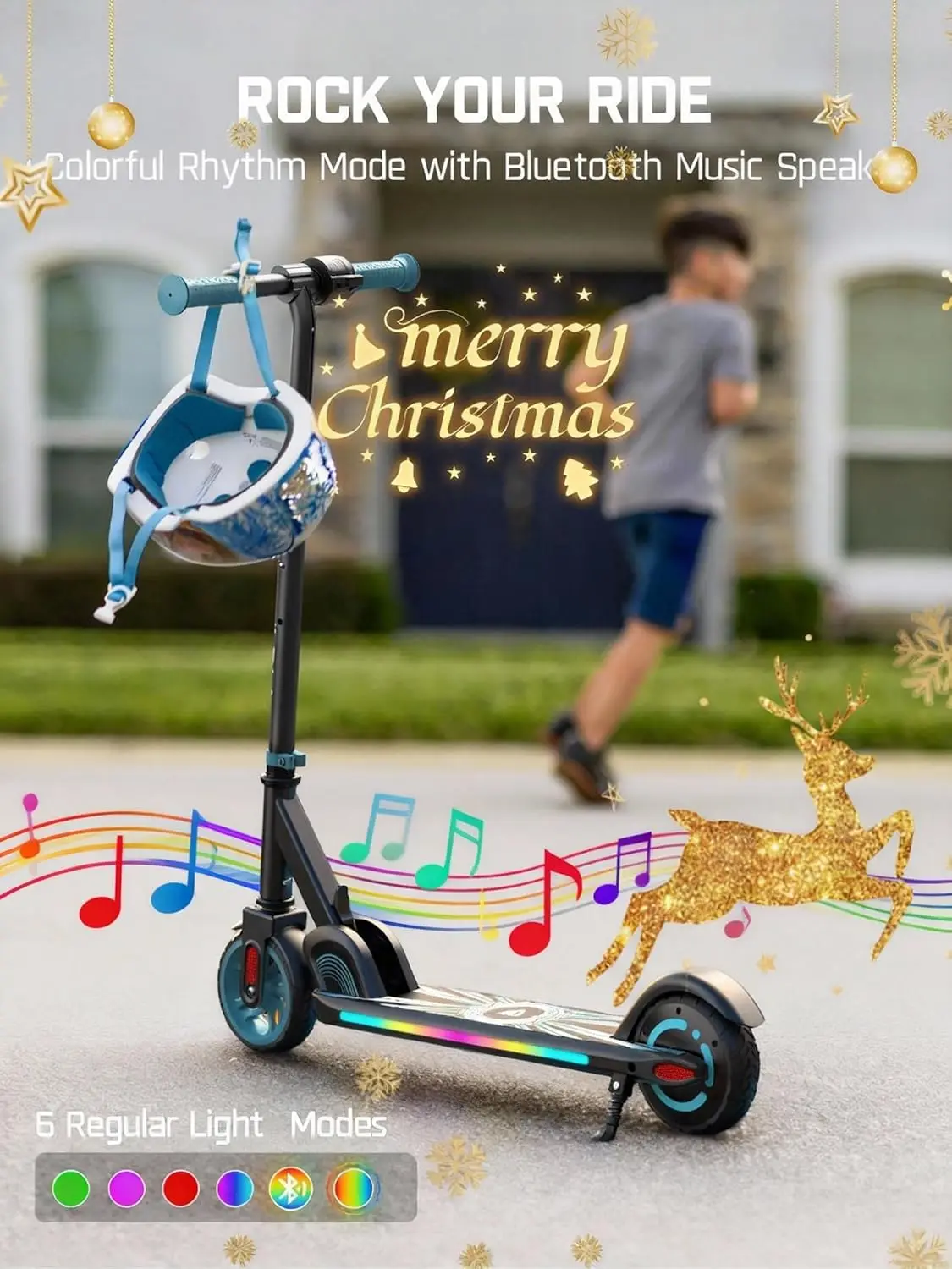 C9 Apex Kids Electric Scooter, Bluetooth Music Speaker, Colorful Light for Kids 8-12, 3.9-5.2 ft, 132 lbs, 5 Miles, Customized view 2