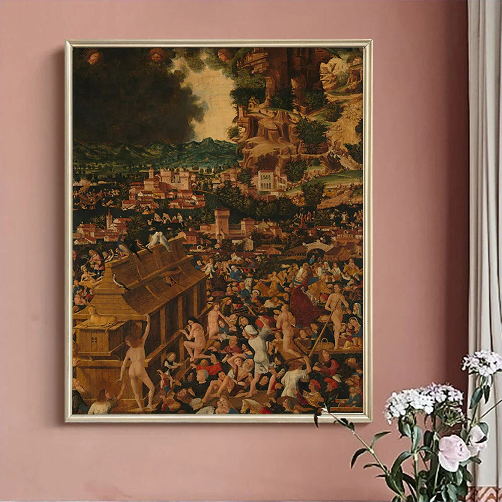 The Flood Art Print Poster Vintage Canvas Painting Noah Ark Wall Stickers Bible Story Living Room Decor