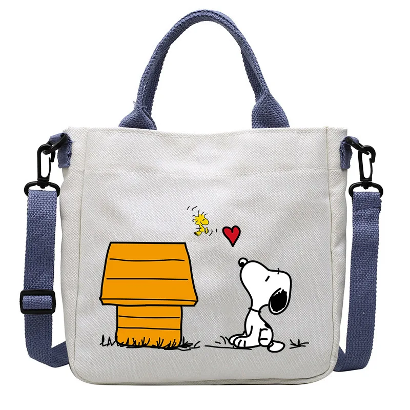 Snoopy Canvas Bag Student Shoulder Crossbody Hand Bags Kawaii Anime Tote Bag borse e borsette regali per ragazze