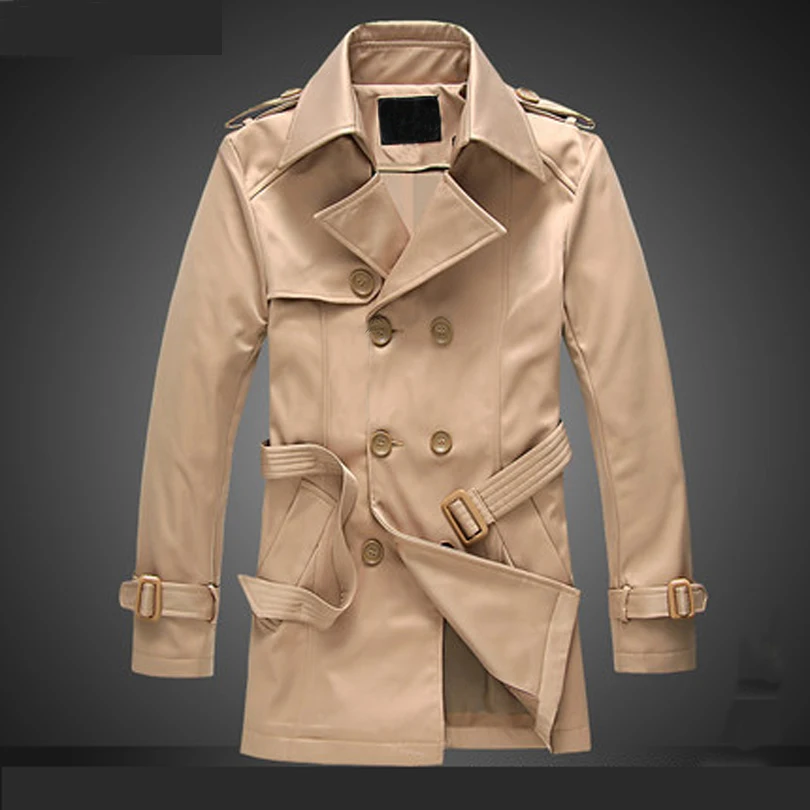 Trench Coat for Men 2025 Winter British Style Double Breasted Work Business Casual Slim Fit Windbreaker Jacket Long Overcoat Men