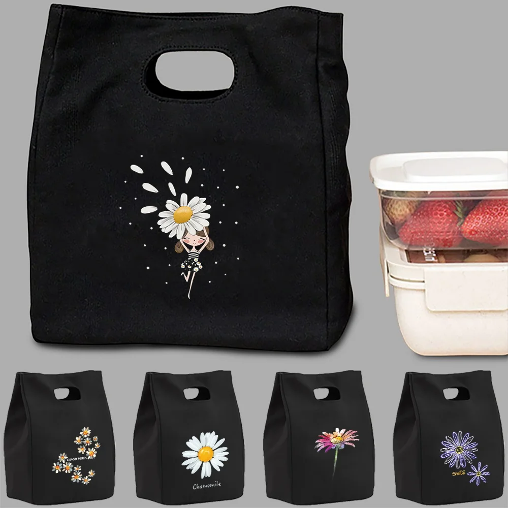 

Lunch Bag Insulation Bento Pack Aluminum Foil Rice Bag Daisy Print Meal Ice Pack Student Dinner Handbag Refrigerated Picnic Bag