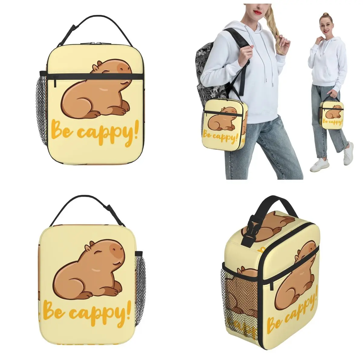 Cute Happy Capybara Accessories Insulated Lunch Bag for Children School Food Box Portable New Arrival Cooler Thermal Lunch Box