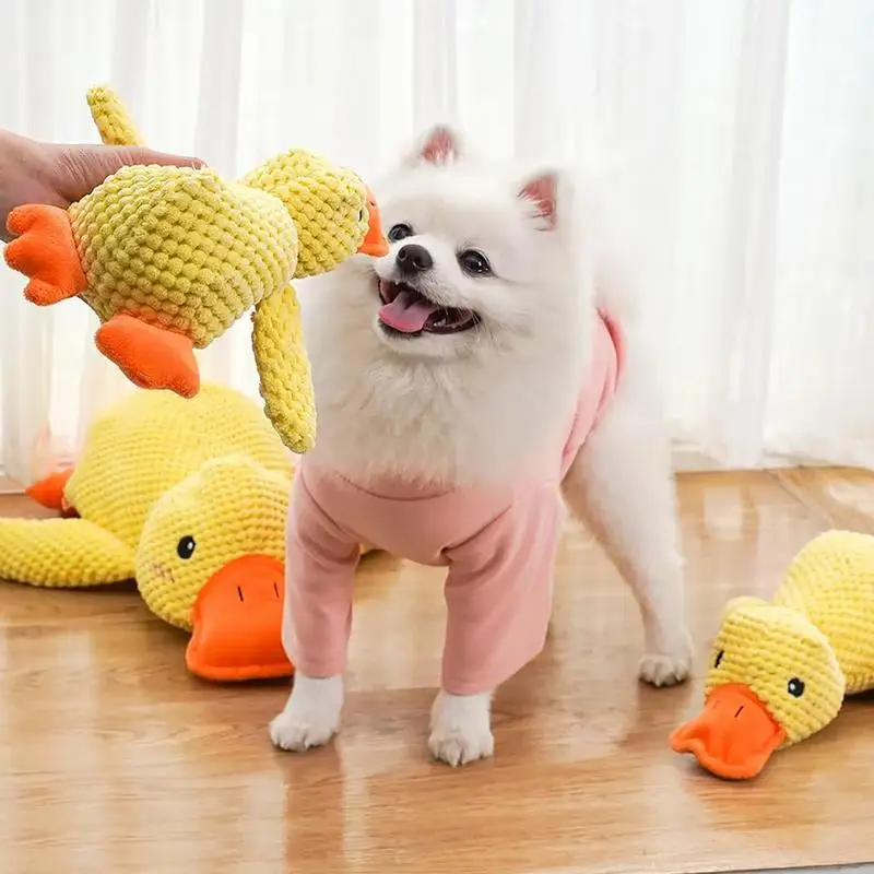 Calming Duck Dog Toy Cute No Stuffing Duck With Soft Squeaker Plush Sound Toy 2024 Fun Dogs Interactive Toy For Indoor Outdoor