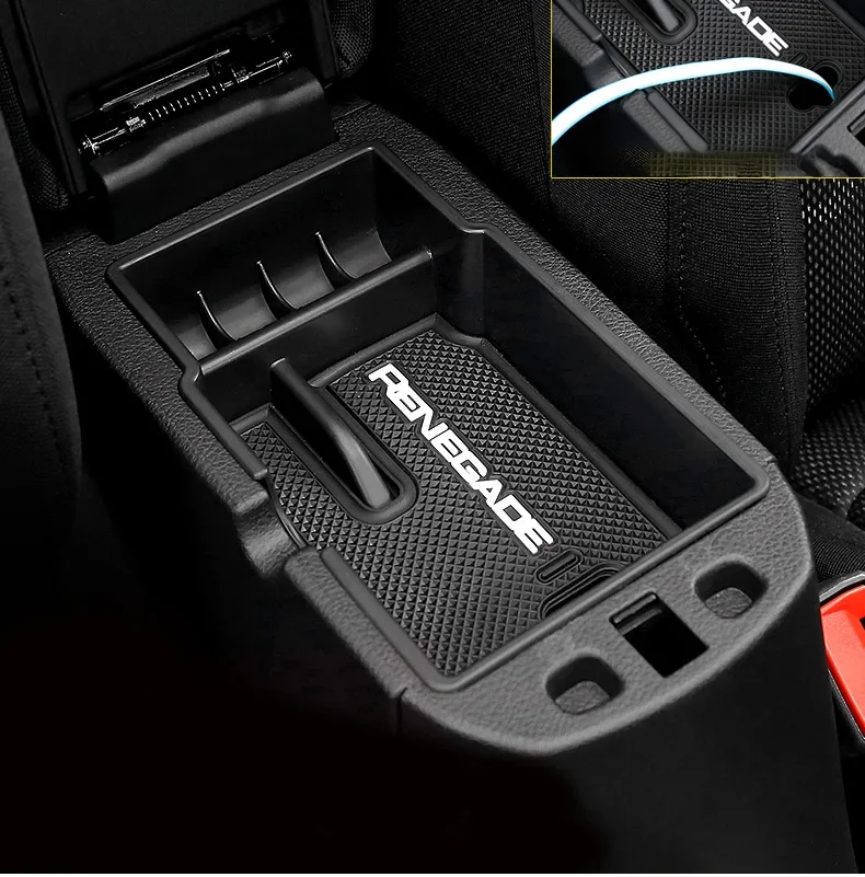 Für Jeep Renegade 2015-2018 2019 2020 2021 2022 2023 2024 2025 Auto Zentrale Armlehne Box Lagerung verstauen Aufräumen Container Fach – Detail 12