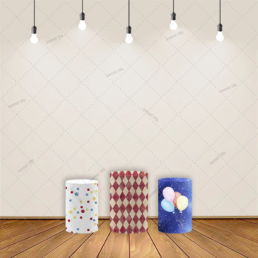 Rautenförmiges Muster Ballon Party Sockel Abdeckung Zylinder Geburtstag Baby Dusche Stoff Tischdecke Dekoration