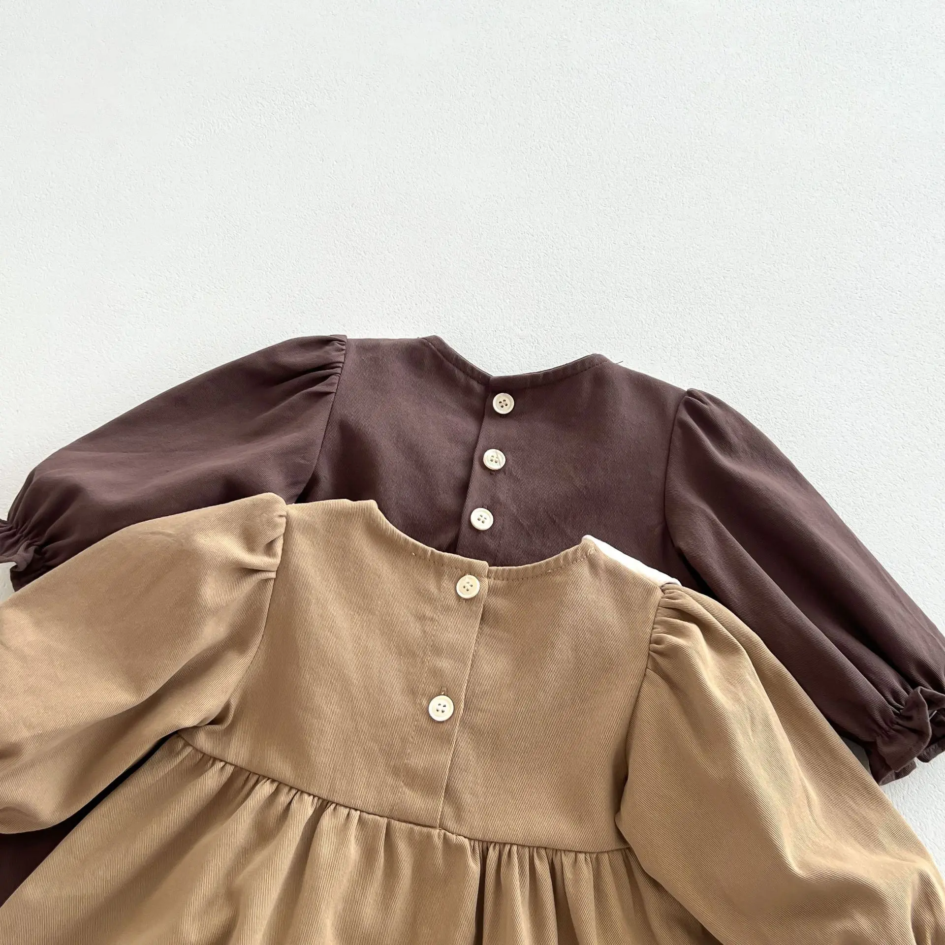 Baby Girl Casual Dress Autumn Children Clothes Girl Bow Collar Retro Princess Skirt Long Sleeve Kids Costume 1-4 Years 2024 New