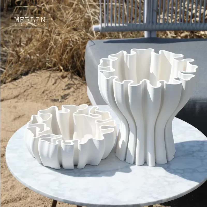 Merlin Living 3D Printing Vase Modern Nordic Home Decor Fruit Plate Large Bouquet Wedding Vase Chaozhou Ceramic Factory