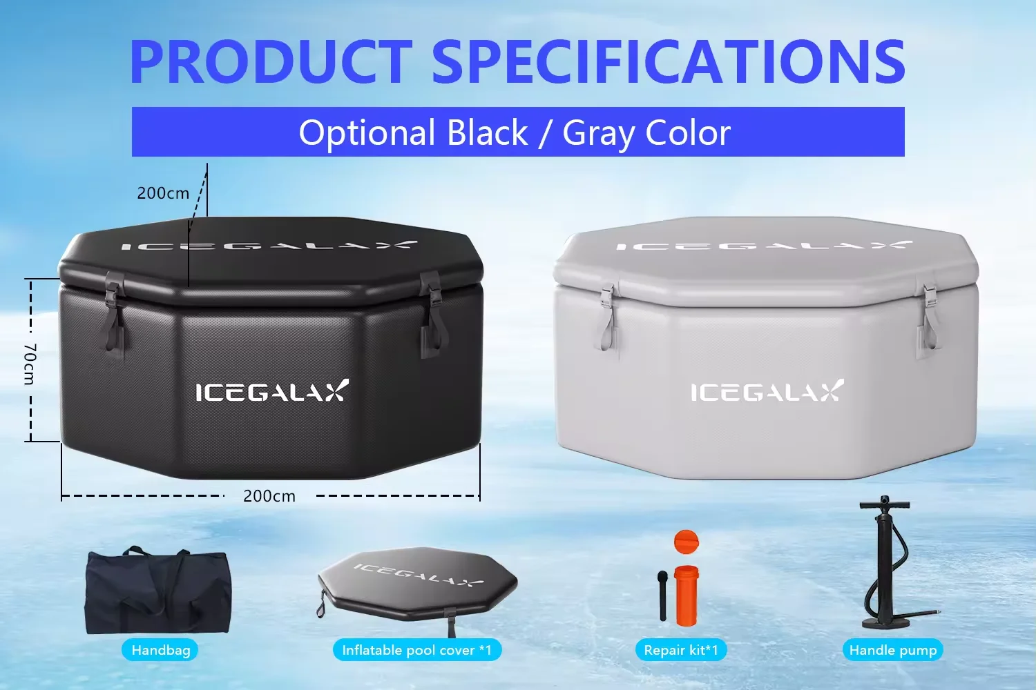ICEGALAX Best 2-8 Person Yacusie Pool Foldable Bathtub Hot Tub Cold Plunge Party Plunge Inflatable Octagon Tub