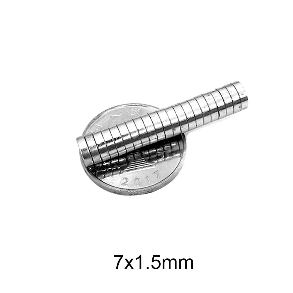 7x1.5mm Mini Small Powerful Magnets 7*1.5 Thin Strong Disc Magnets For Fridge, DIY, Building, Scientific Craft Education 7x1.5