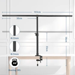 Desk Mount Light Desk T-shaped Tripod Stand Background Backdrop Photography Adjustable Support System Photo Studio for Backdrops