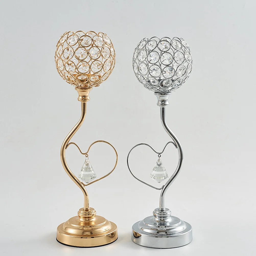 

1Pcs Heart-Shaped Iron Candlestick Hollow Retro Holder Silver for Home Wedding Party Nordic Style Elegant Decoration