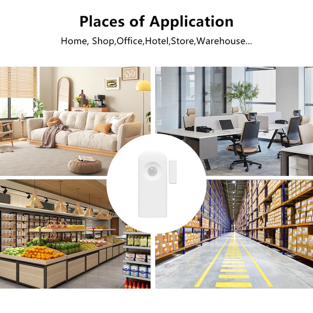 Tuya Smart WIFI Многофункциональный датчик PIR Датчик движения человека Дверной выключатель окна Детектор 2 в 1 Умный дом Безопасность Smart Life