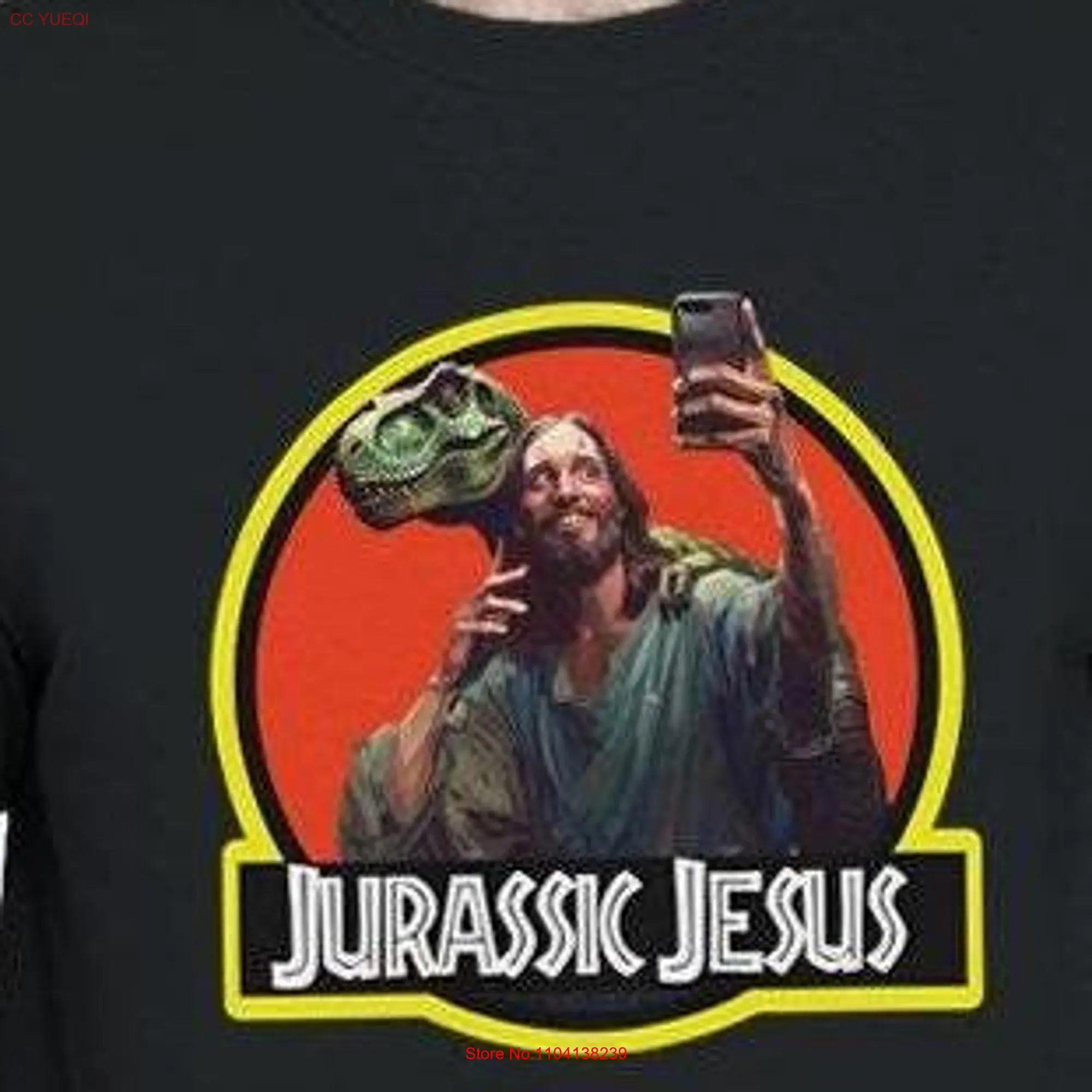 Camiseta religiosa de Jurassic Jesús para adultos, camisa con logotipo de dinosaurio divertido, regalo para él, diseñador de cómic, manga larga o corta