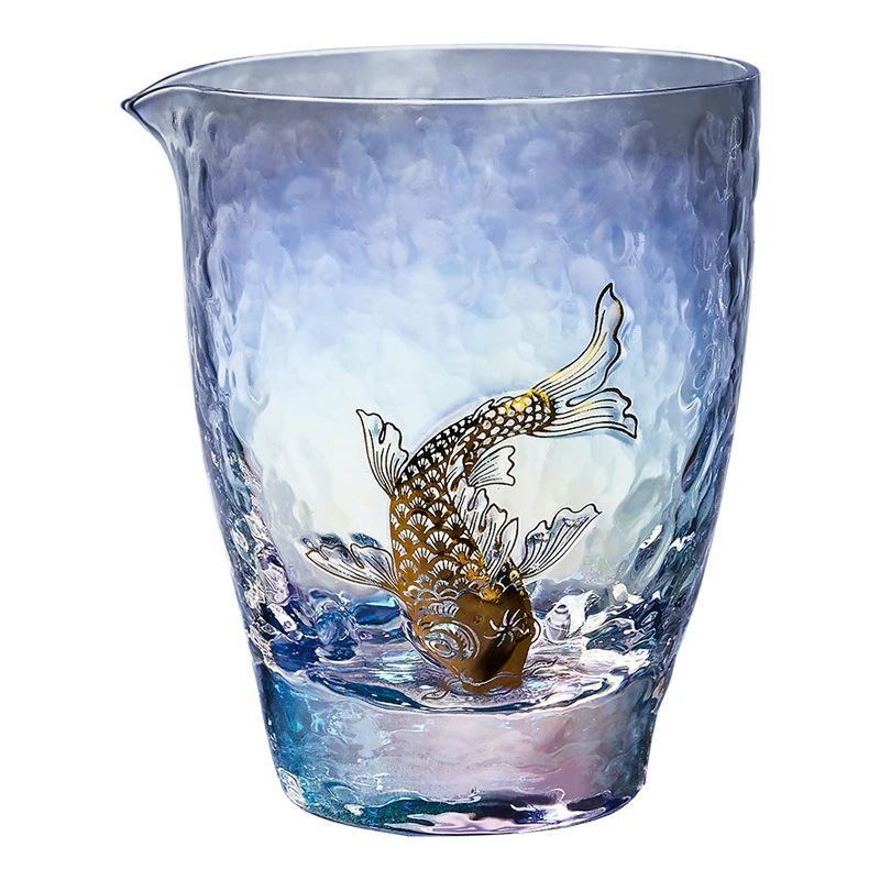 Huancai glass fair cup heat-resistant thickened tea set drawing relief large tea sea single tea set accessories