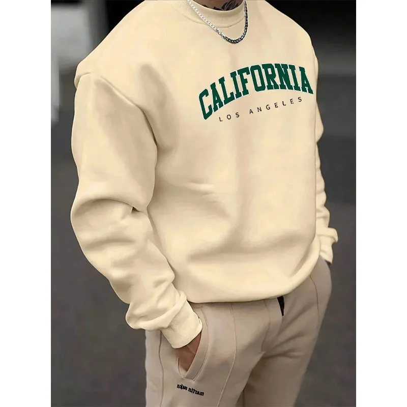 سترة بقلنسوة برقبة دائرية بحروف كاليفورنيا للجنسين من العلامة التجارية العصرية لعام 2025 لفصل الربيع والخريف، بلوزة فضفاضة وغير رسمية متعددة الاستخدامات