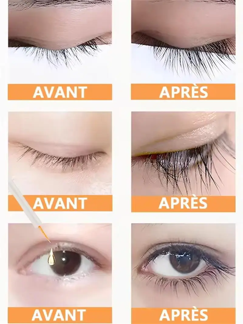 Soro de crescimento rápido de cílios nutre folhas de raiz de cílios grosso enrolado fino anti queda cuidados essência produto de cuidados com os olhos