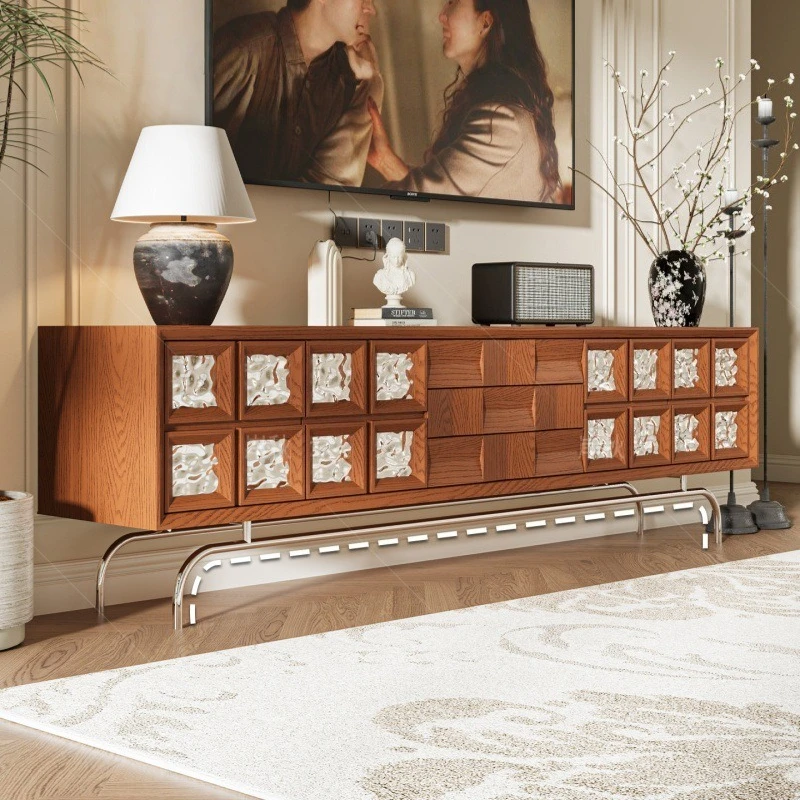 TV cabinet, living room, household storage against the wall, floor-to-ceiling storage locker, solid wood TV cabinet