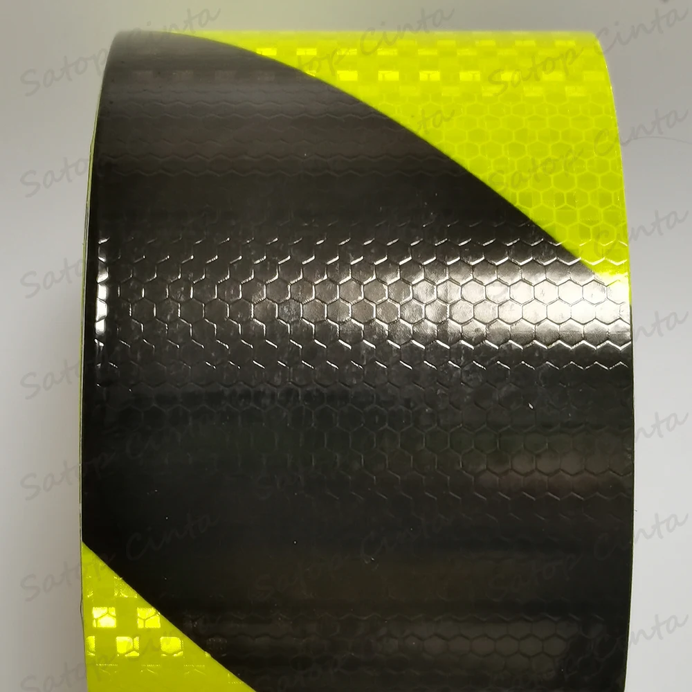 5cm/10cm/20cm*5M Twill Reflective Car Sticker Fluorescent Yellow-Black Waterproof Tape Reflector Hazard Warning Safety Sheeting