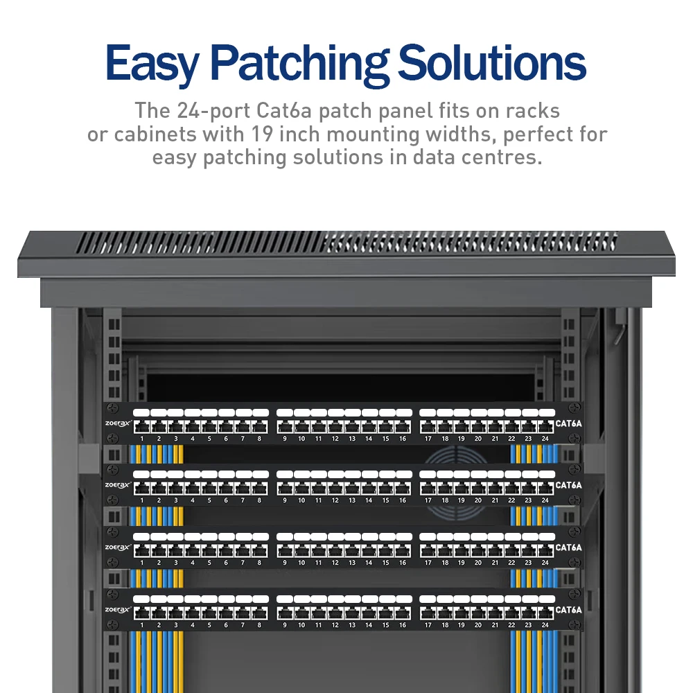 Natalink 24ポート CAT6A シールドパッチパネル RJ45 CAT6A CAT6 CAT5E CAT5 ネットワーク統合ケーブルオーガナイザー 1U 19インチ パッチパネル