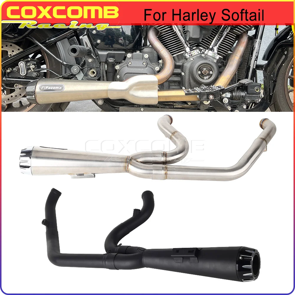 Motorcycle Exhaust Pipe System 2-into-1 Full Complete Muffer Escape For Harley Softail Low Rider S ST EI Diablo FXLRST 117 FXLR